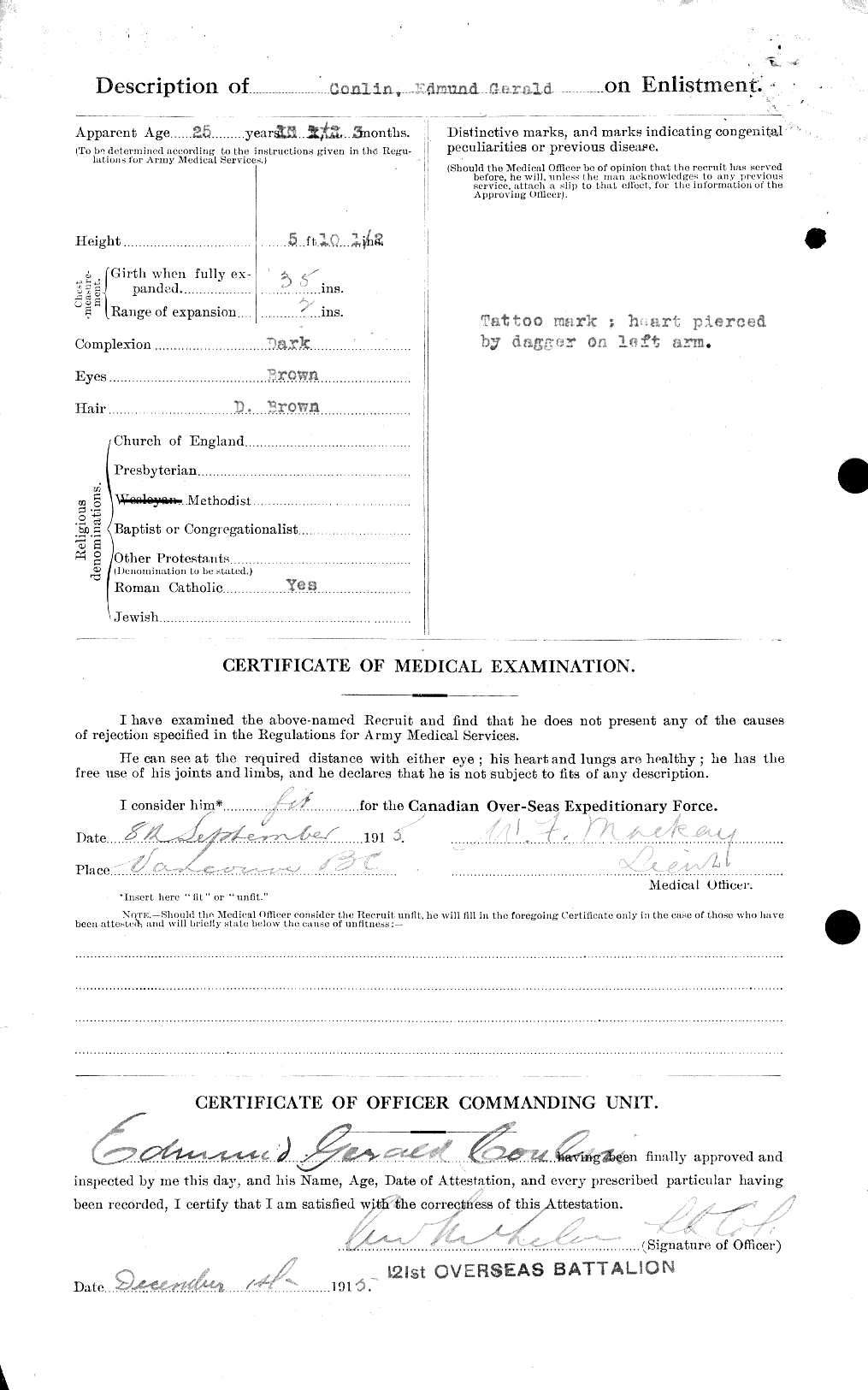 Dossiers du Personnel de la Première Guerre mondiale - CEC 035962b
