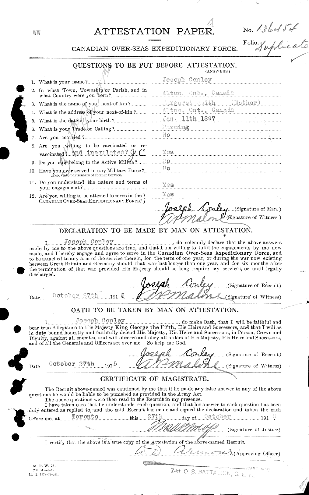 Personnel Records of the First World War - CEF 036010a
