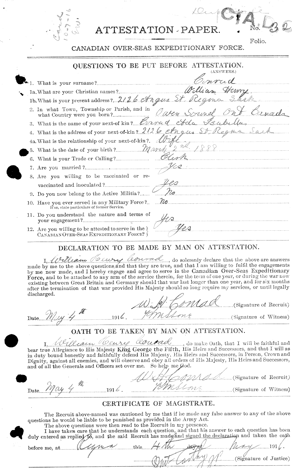 Personnel Records of the First World War - CEF 036170a