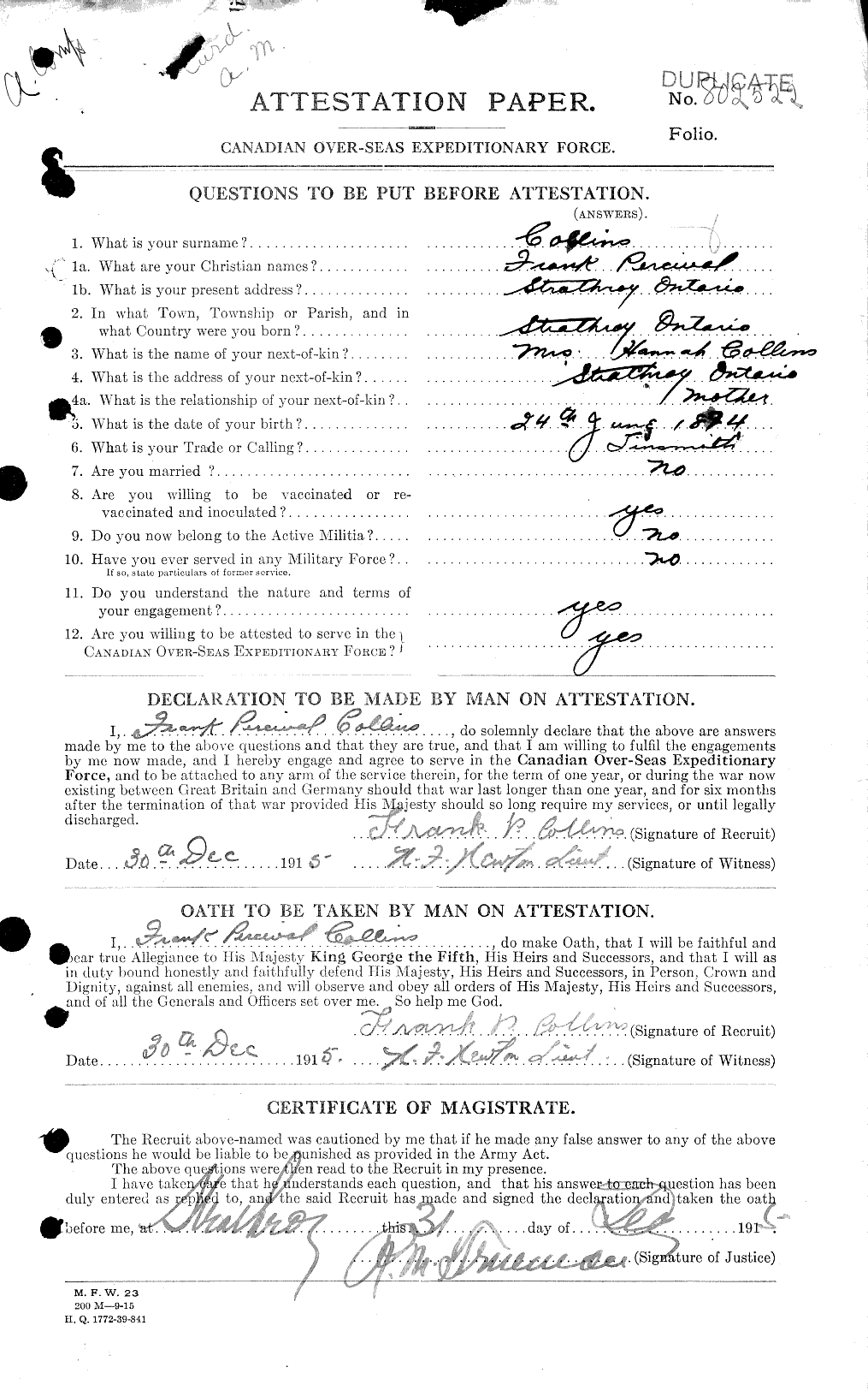 Personnel Records of the First World War - CEF 037818a