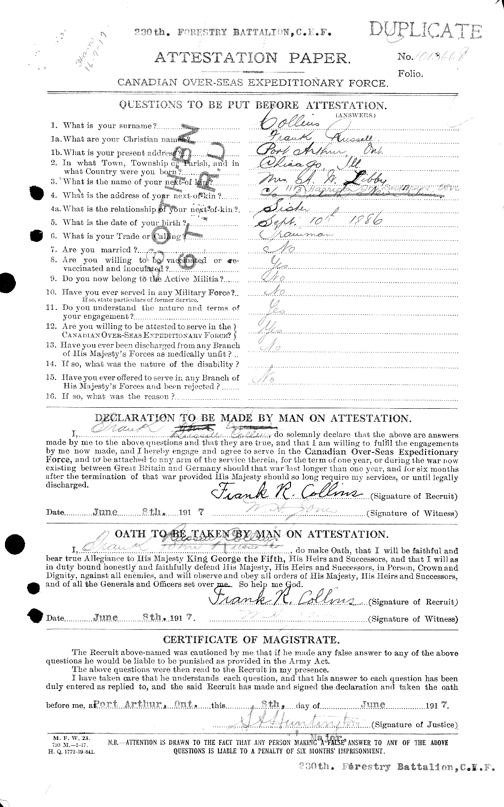 Personnel Records of the First World War - CEF 037820a