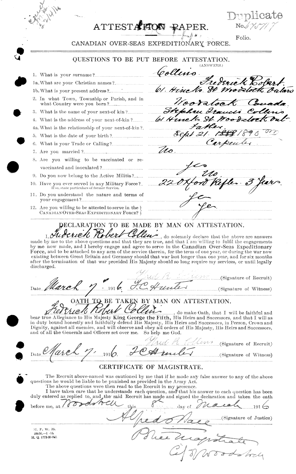 Personnel Records of the First World War - CEF 037838a