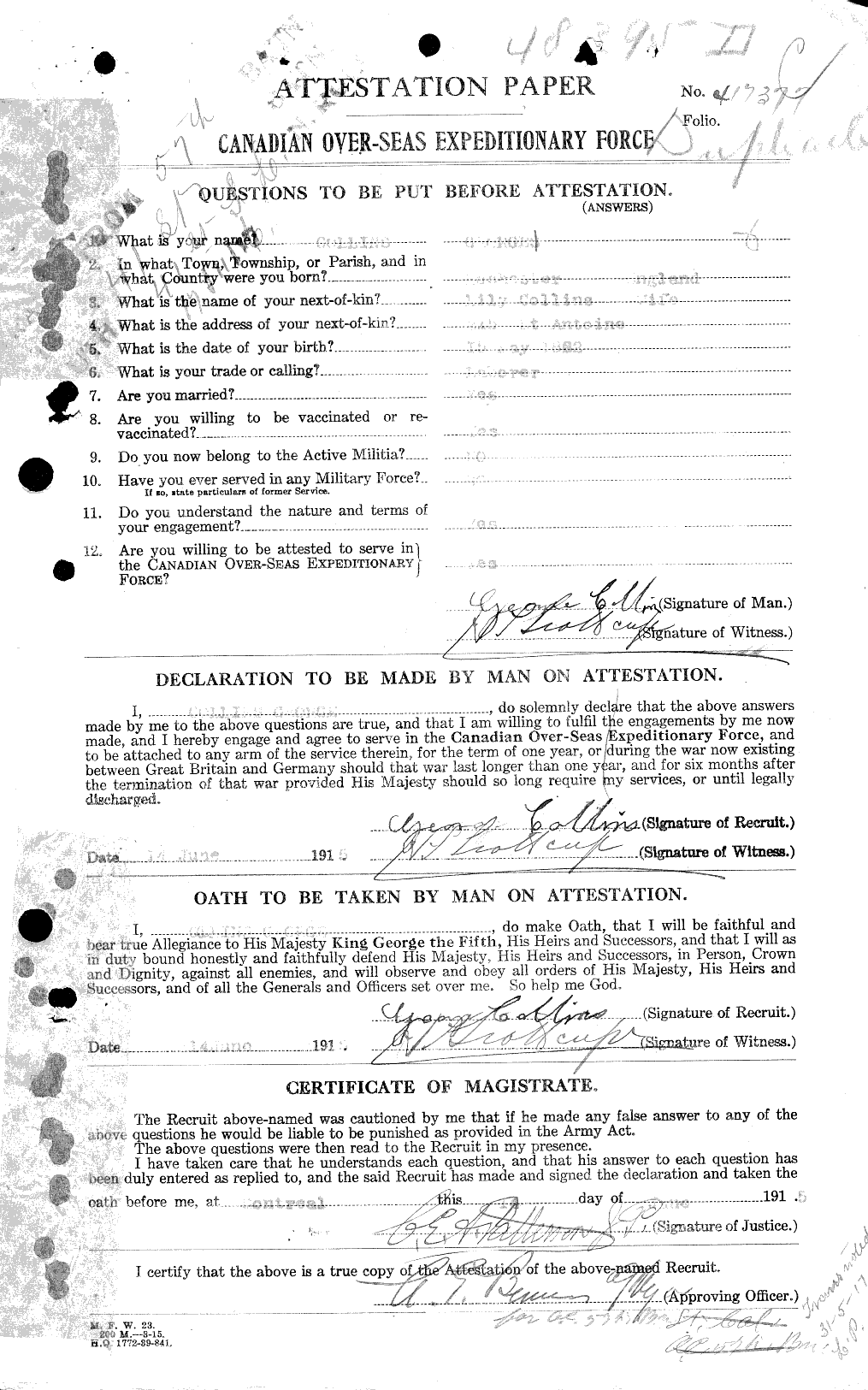 Personnel Records of the First World War - CEF 037849a