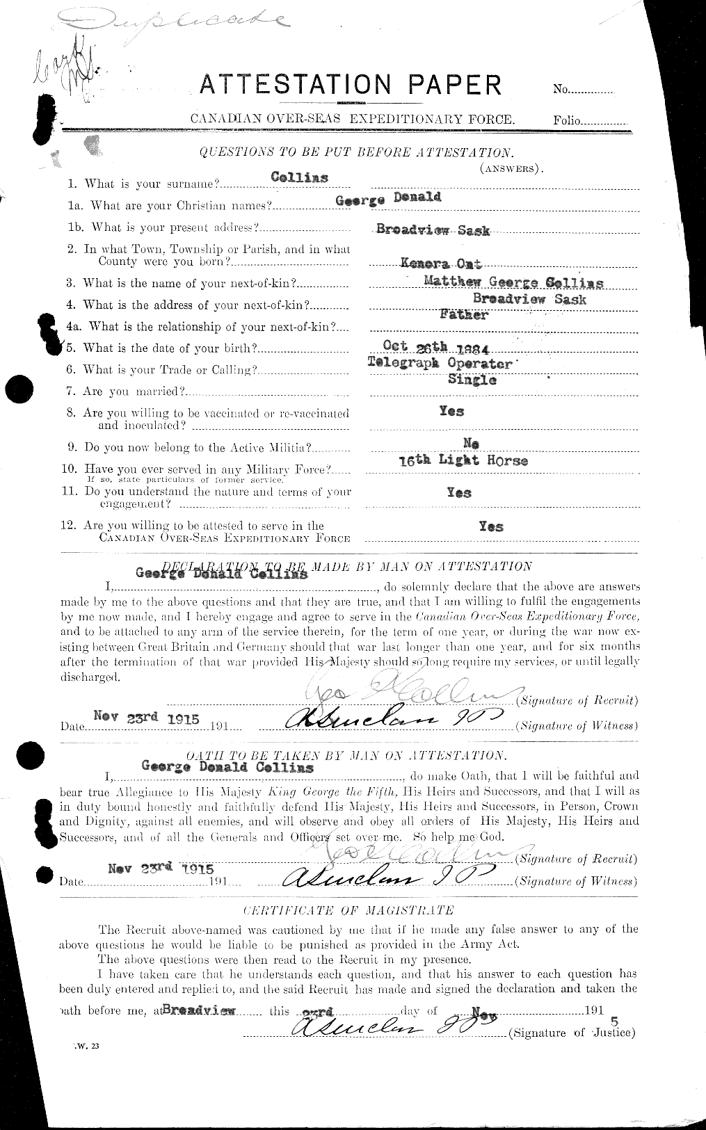 Personnel Records of the First World War - CEF 037860c
