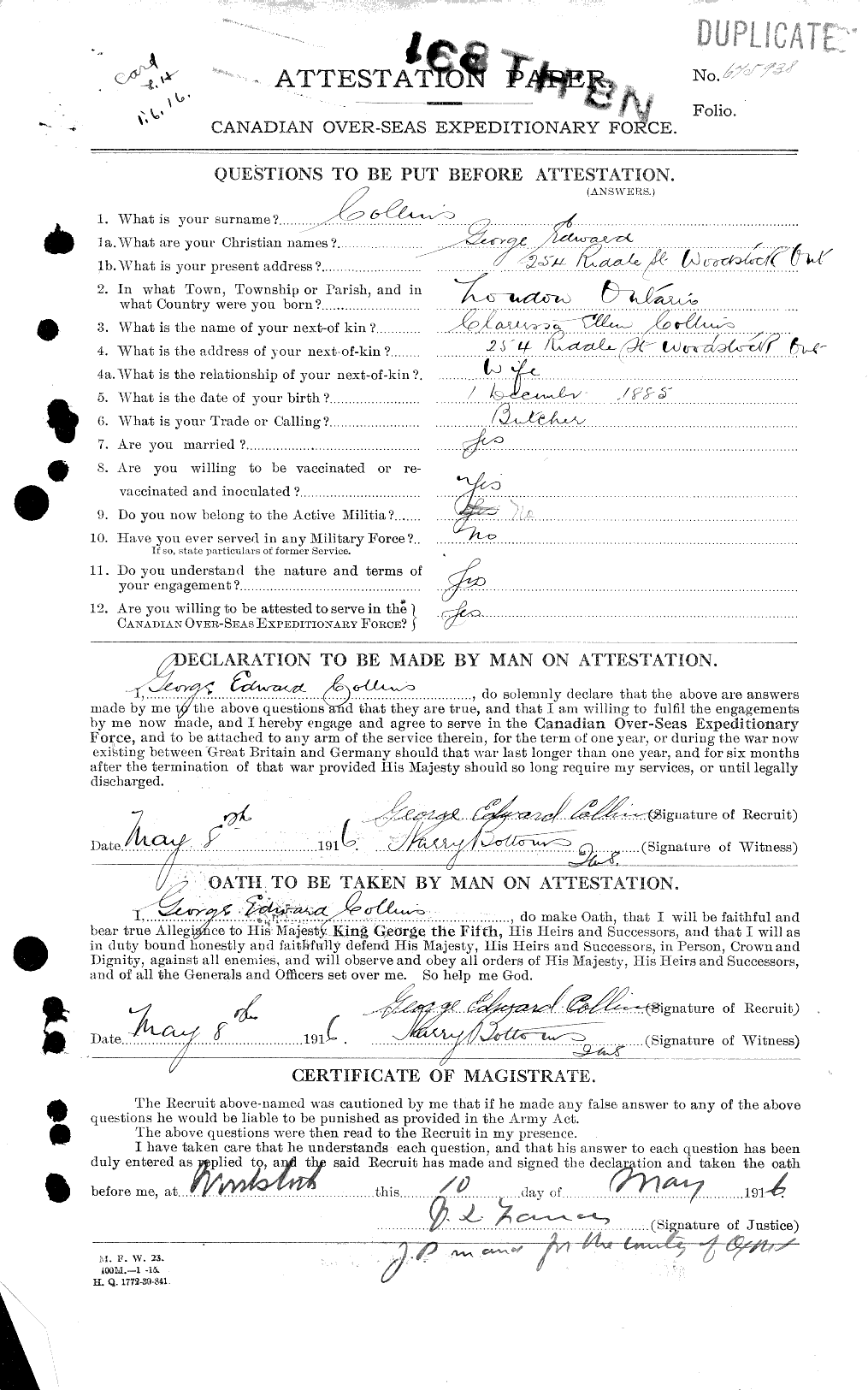 Personnel Records of the First World War - CEF 037862a