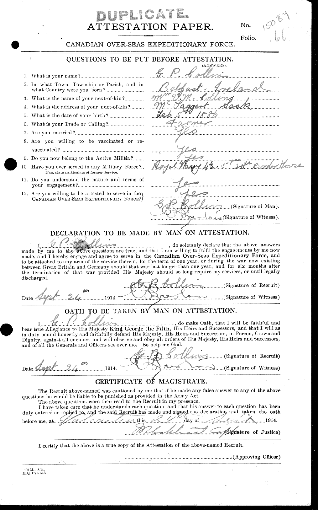 Personnel Records of the First World War - CEF 037874a