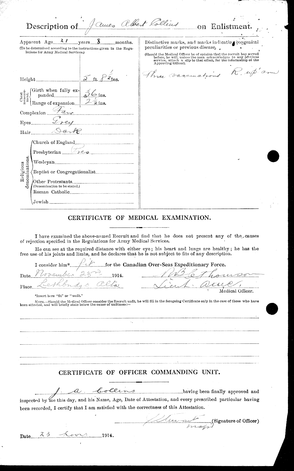 Dossiers du Personnel de la Première Guerre mondiale - CEC 037924b