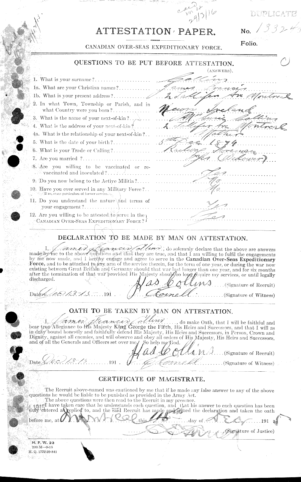 Personnel Records of the First World War - CEF 037933a