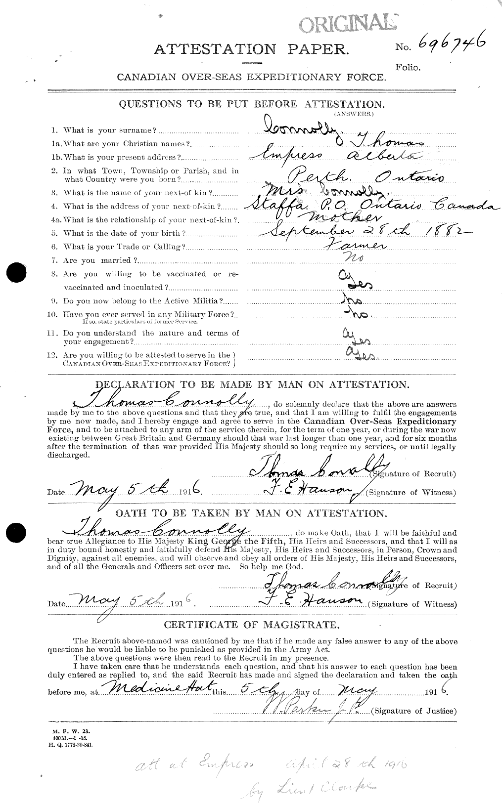 Personnel Records of the First World War - CEF 038216a