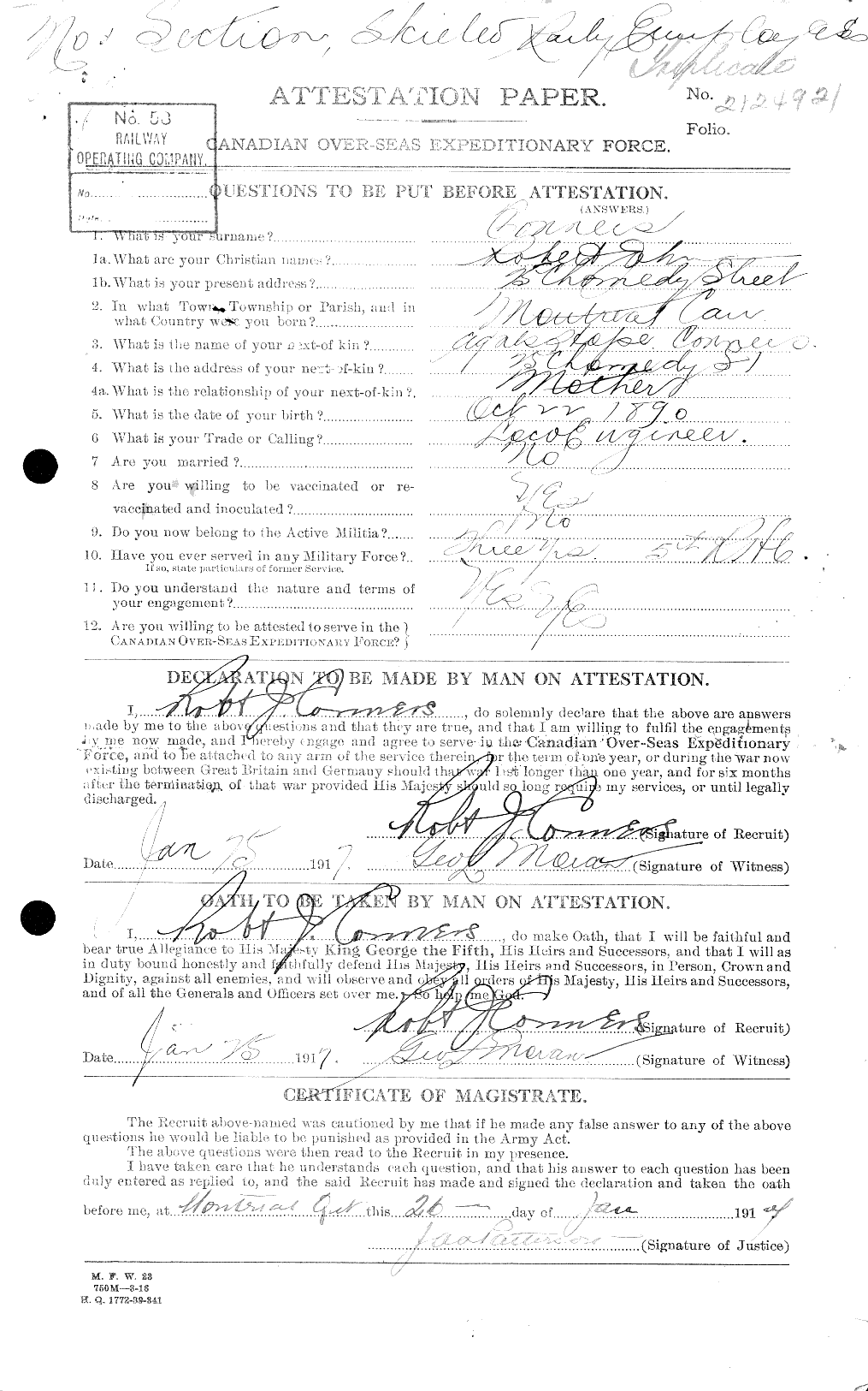 Personnel Records of the First World War - CEF 038463a