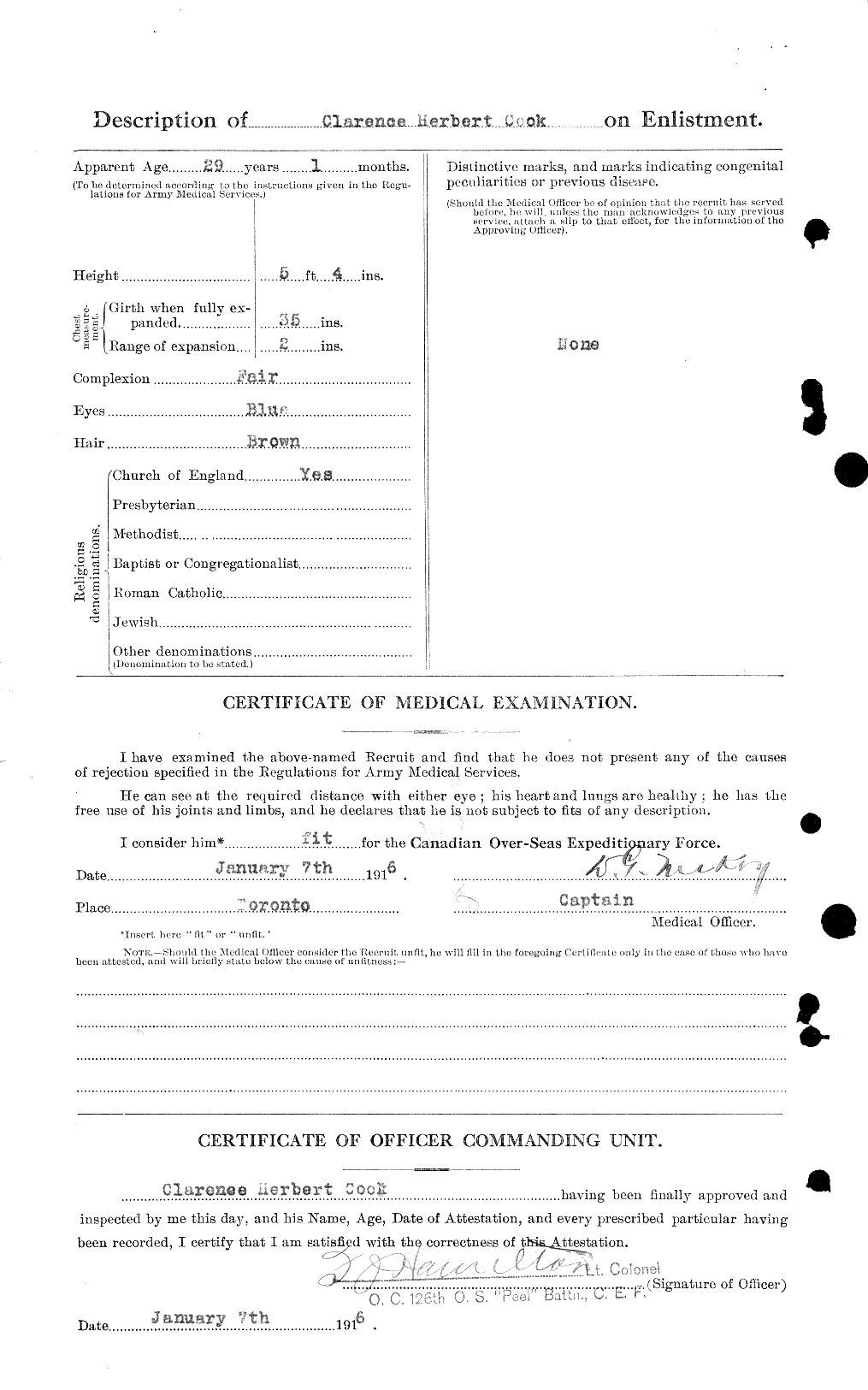 Dossiers du Personnel de la Première Guerre mondiale - CEC 038716b