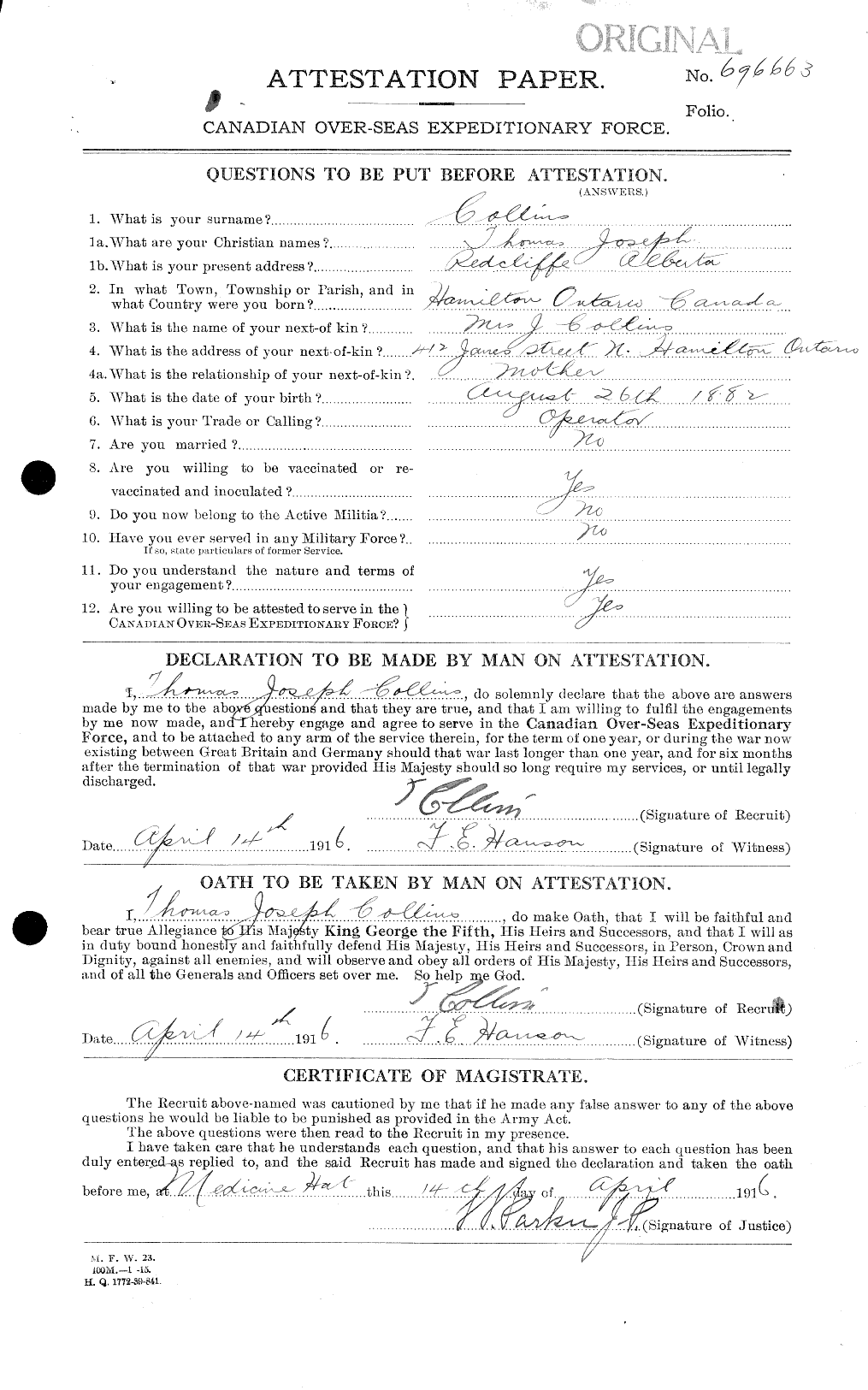 Personnel Records of the First World War - CEF 040668a