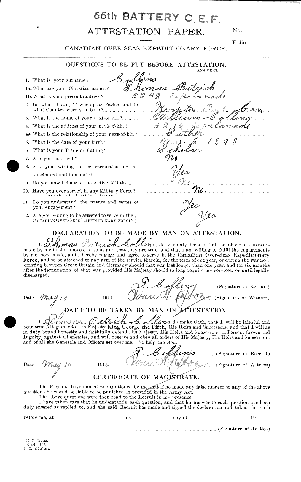 Personnel Records of the First World War - CEF 040670a