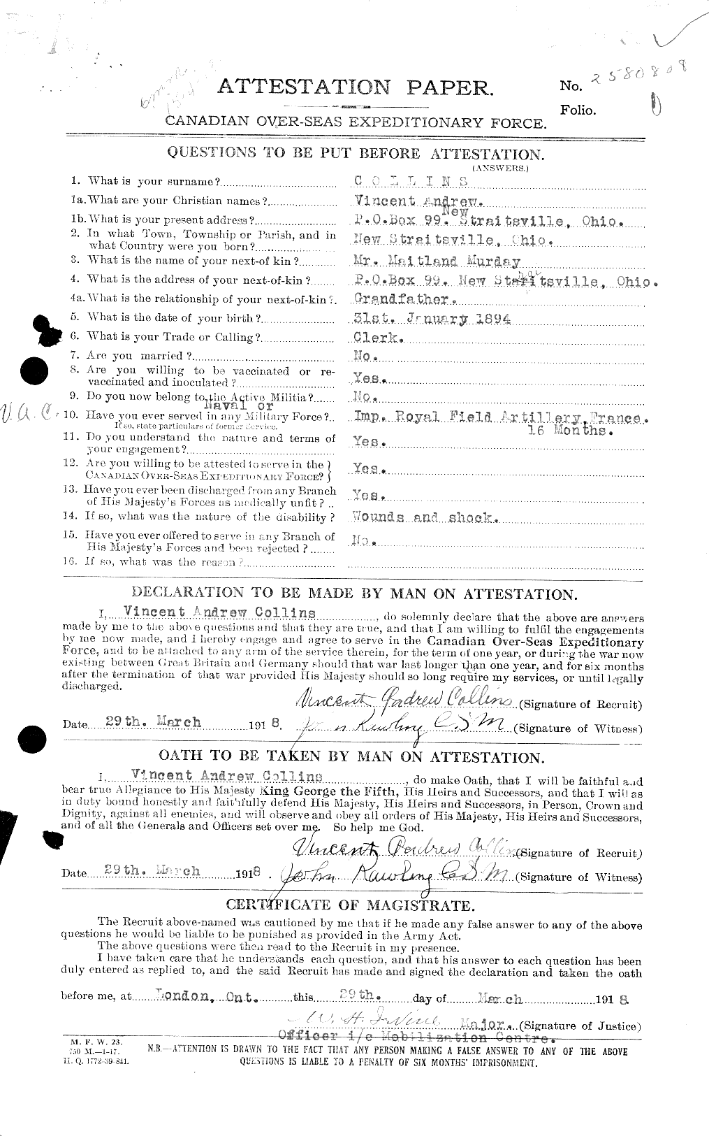 Personnel Records of the First World War - CEF 040685a