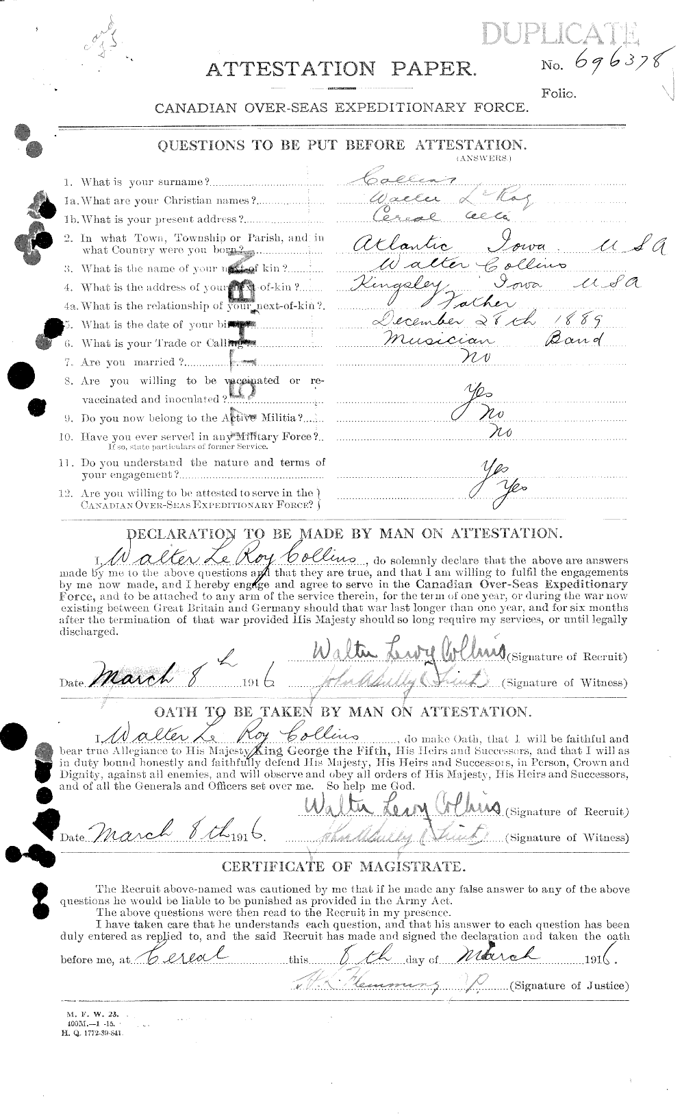 Personnel Records of the First World War - CEF 040697a