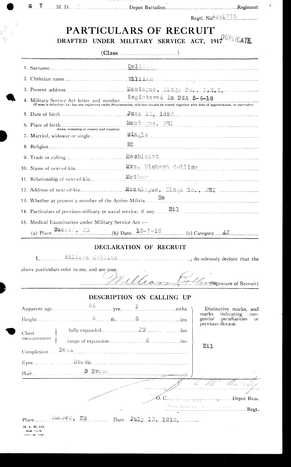 Personnel Records of the First World War - CEF 040725a