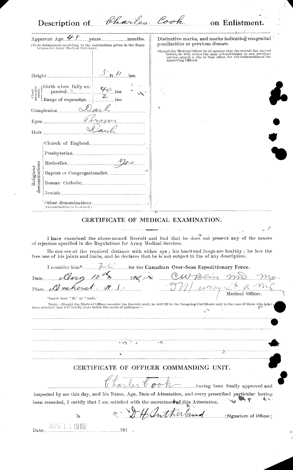 Dossiers du Personnel de la Première Guerre mondiale - CEC 041222b