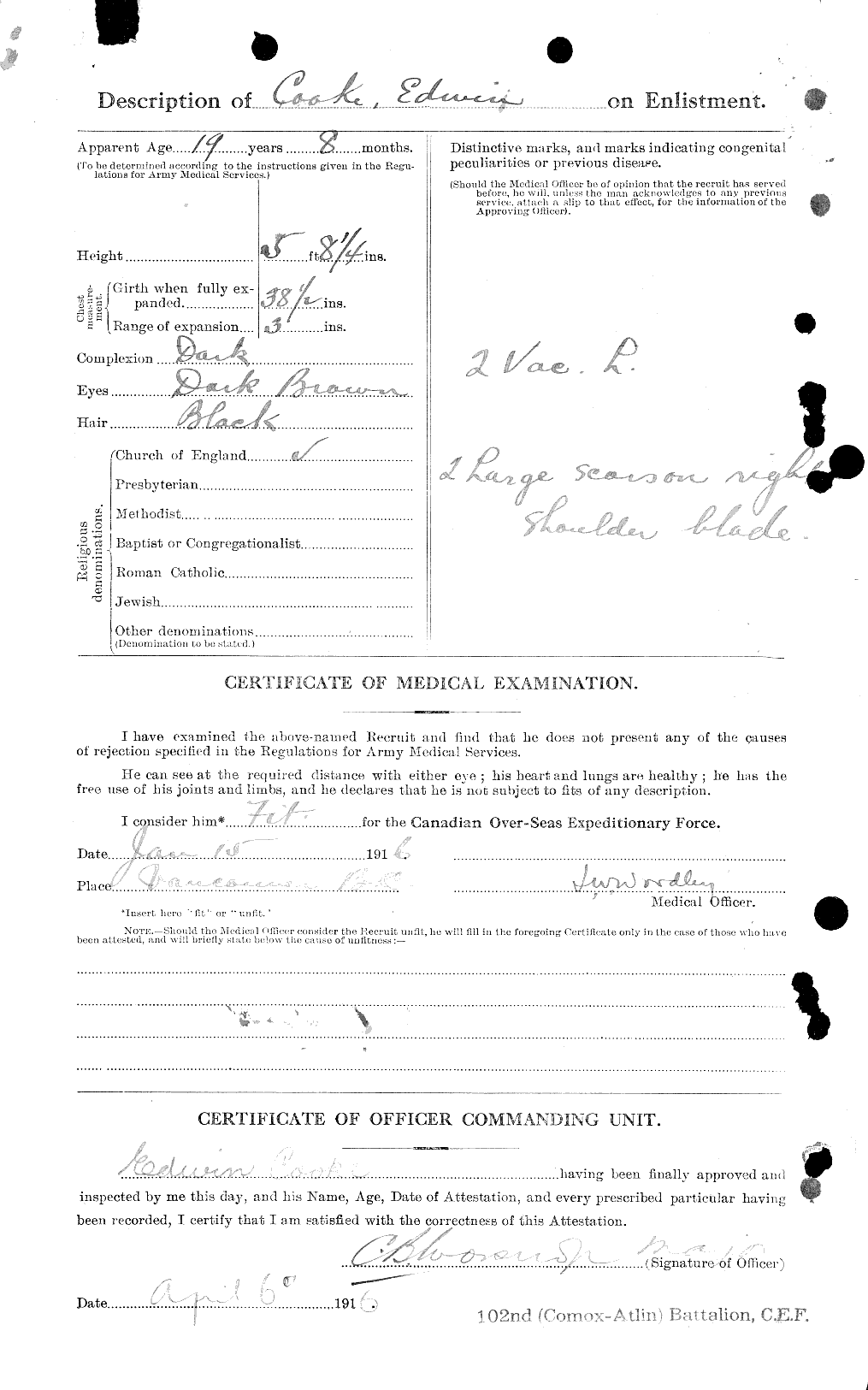 Dossiers du Personnel de la Première Guerre mondiale - CEC 041286b