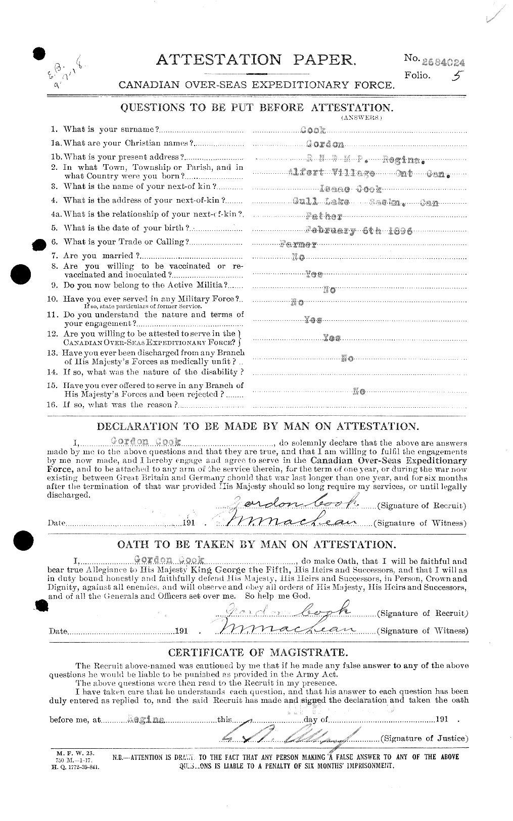 Personnel Records of the First World War - CEF 041438a