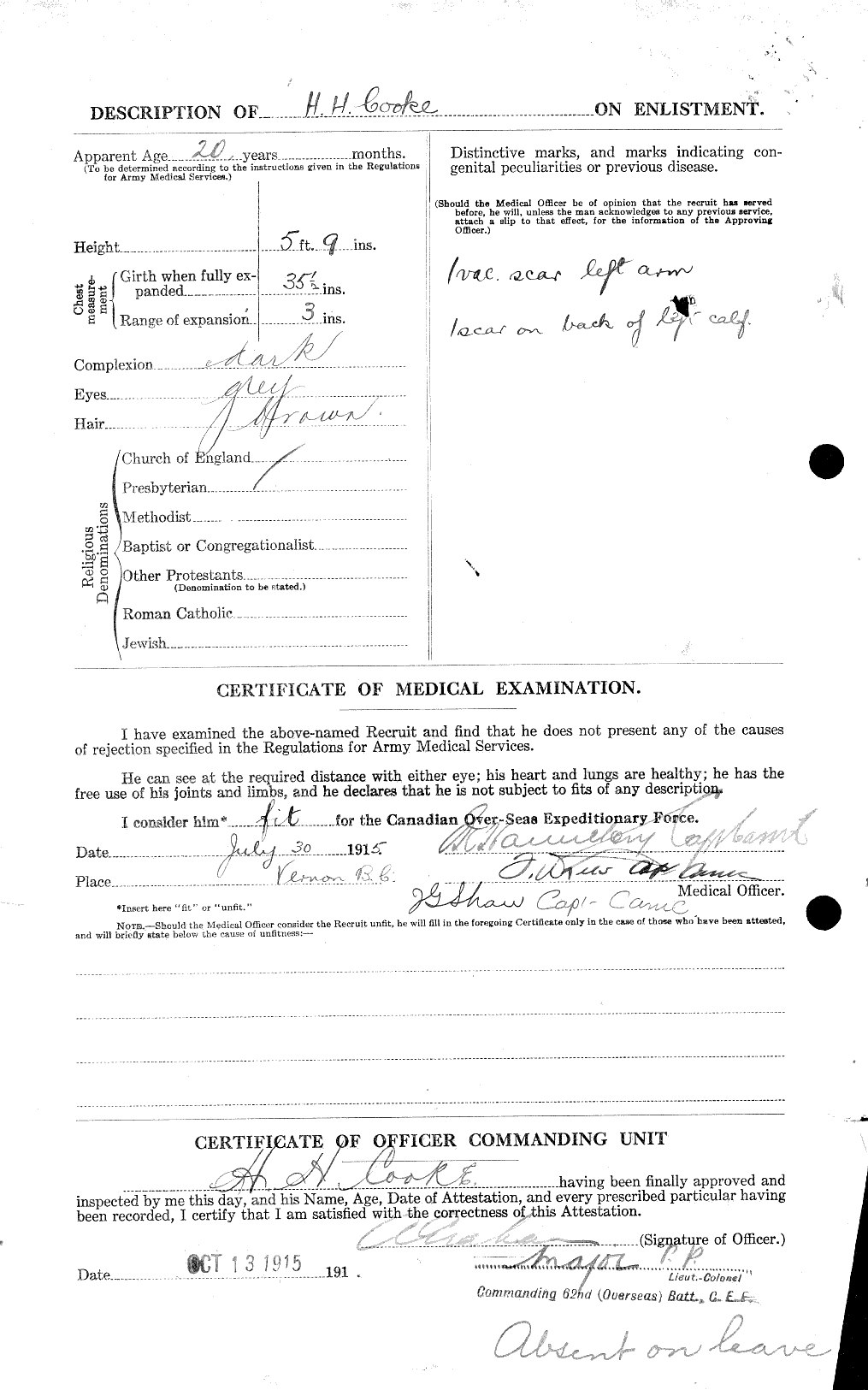 Dossiers du Personnel de la Première Guerre mondiale - CEC 041493b
