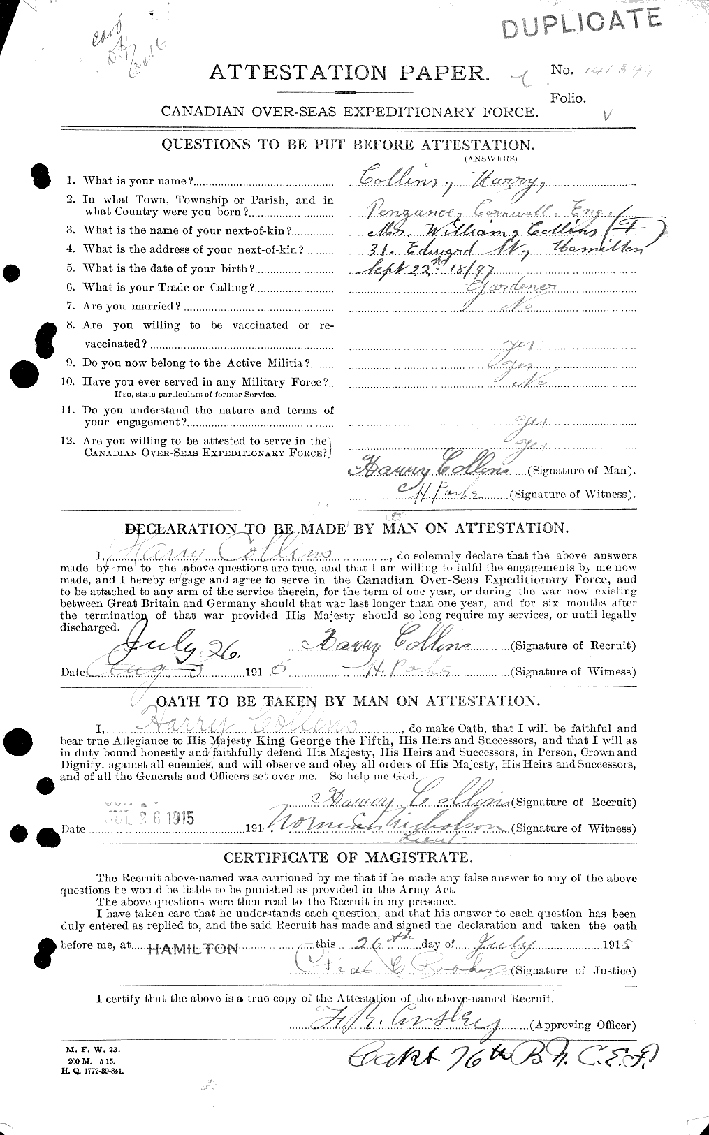 Personnel Records of the First World War - CEF 042260a