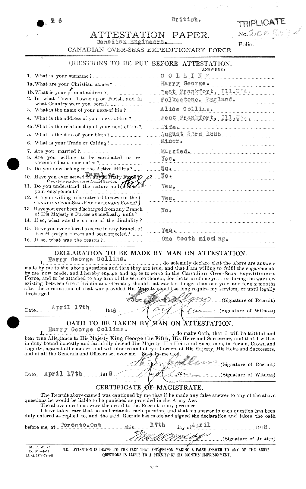 Personnel Records of the First World War - CEF 042276a