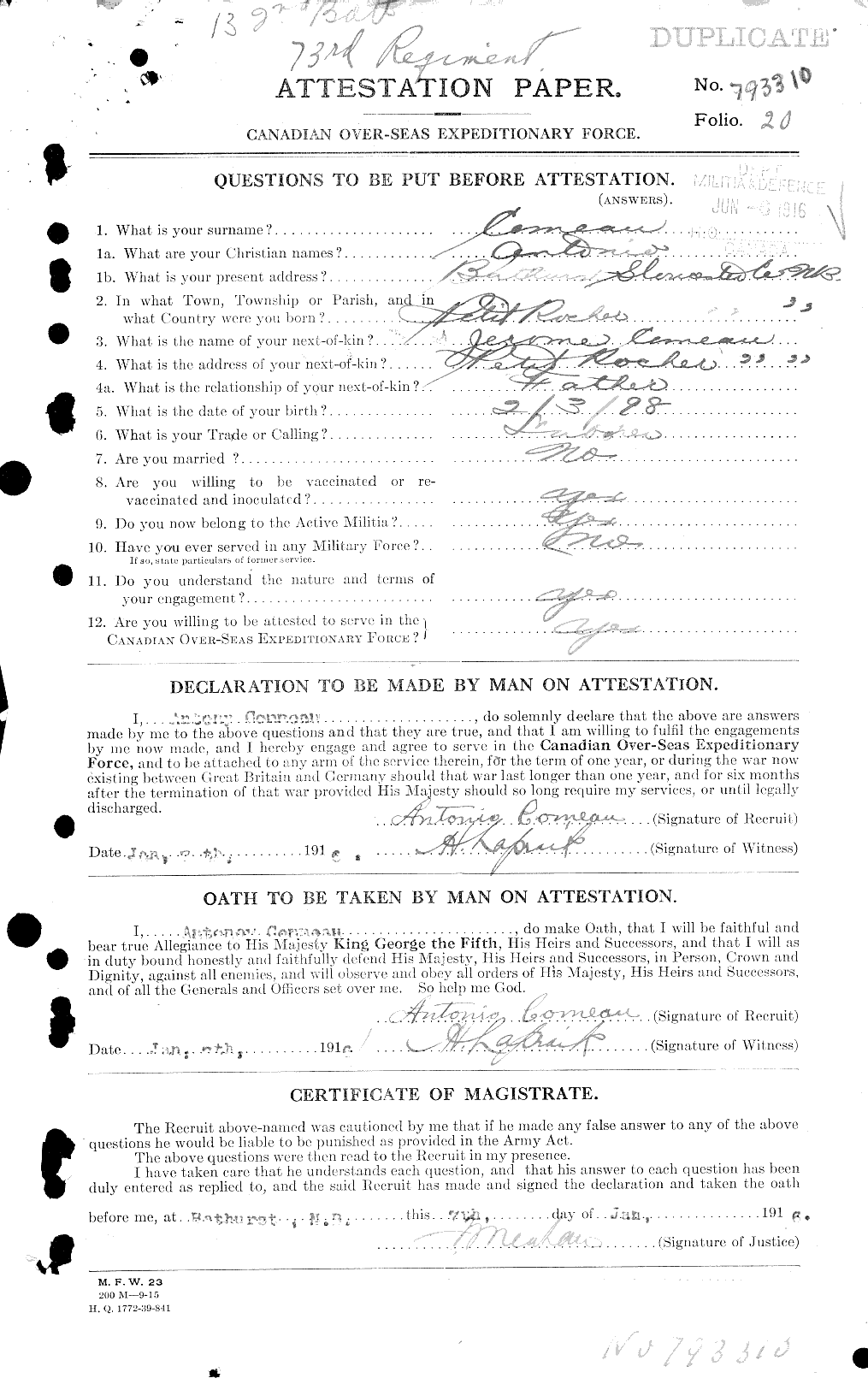Personnel Records of the First World War - CEF 043911a