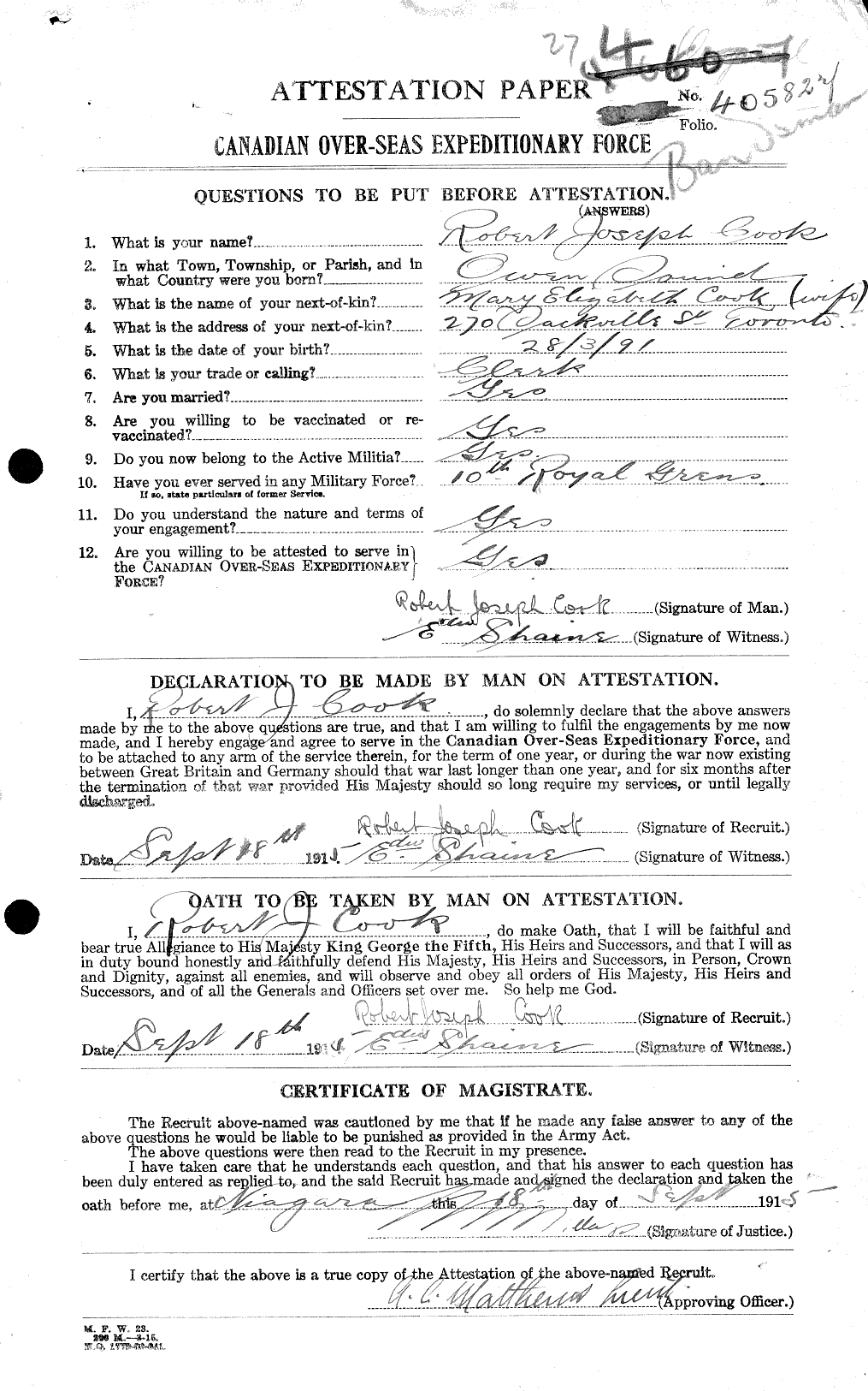 Personnel Records of the First World War - CEF 047274a