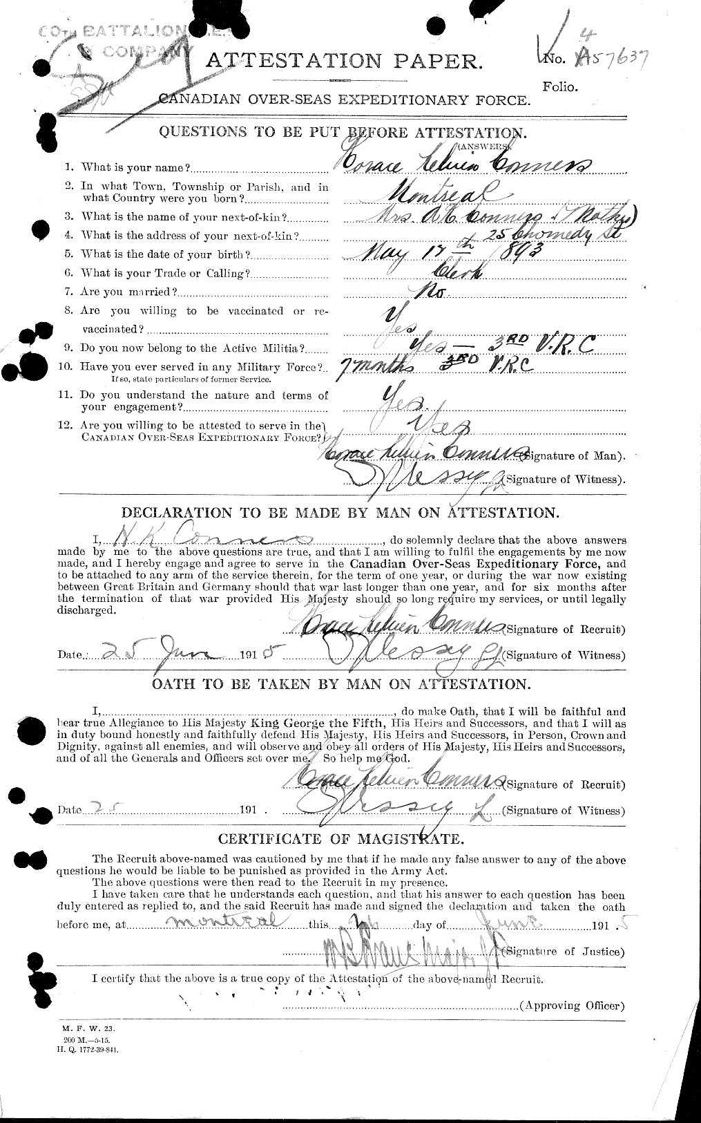 Personnel Records of the First World War - CEF 048827a