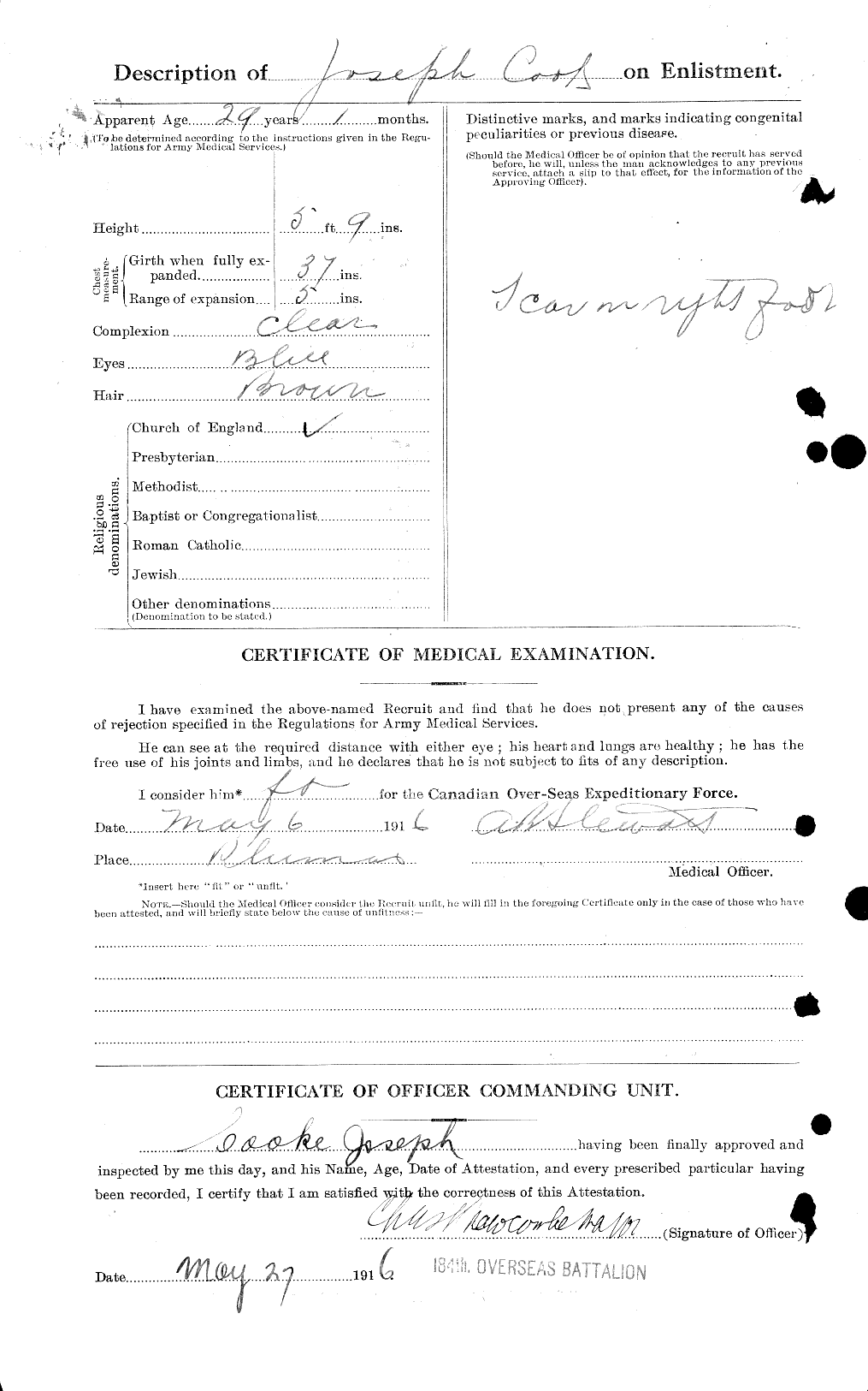 Dossiers du Personnel de la Première Guerre mondiale - CEC 048928b