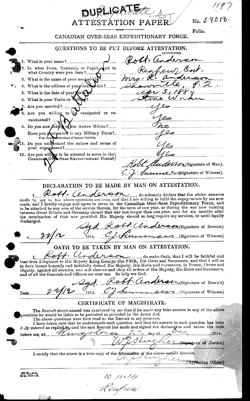 Personnel Records of the First World War - CEF 051283a