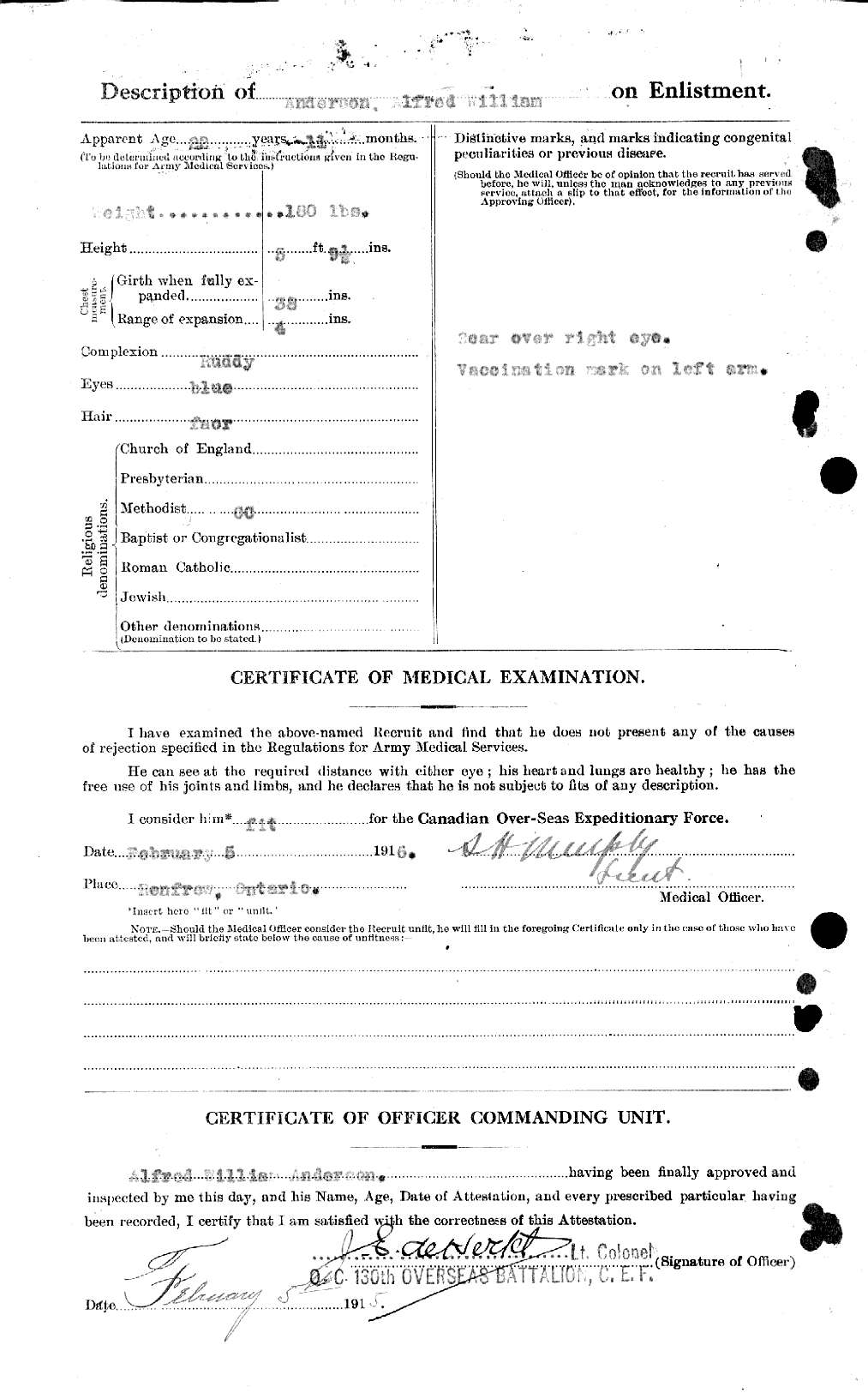 Dossiers du Personnel de la Première Guerre mondiale - CEC 051284b
