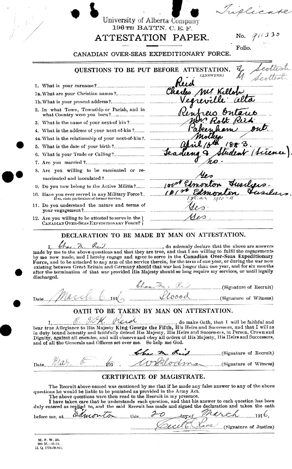Personnel Records of the First World War - CEF 051318a