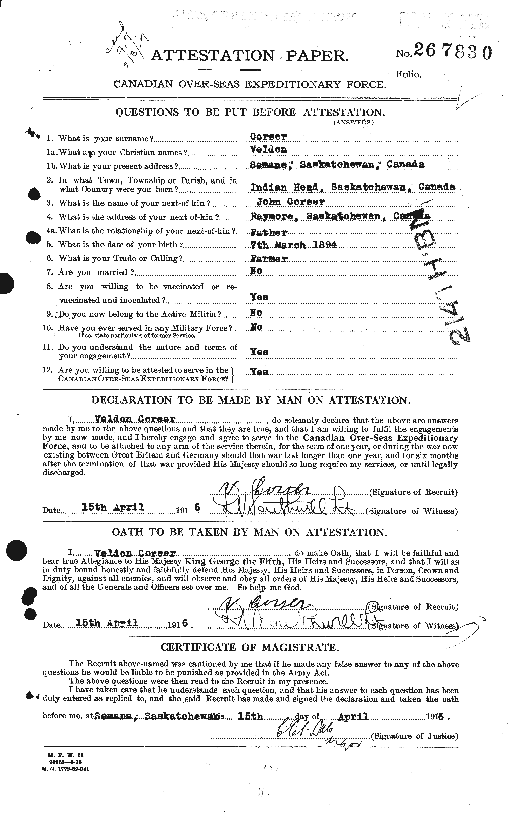 Personnel Records of the First World War - CEF 054189a