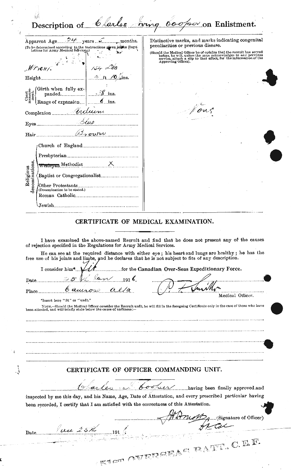 Dossiers du Personnel de la Première Guerre mondiale - CEC 054244b