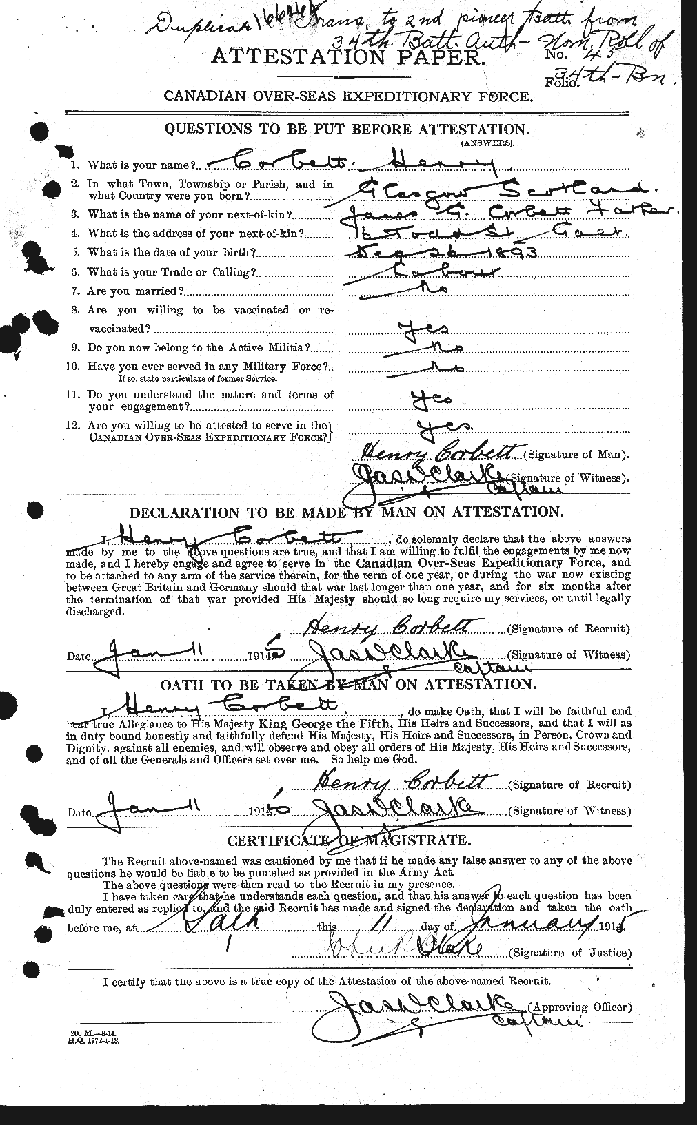 Personnel Records of the First World War - CEF 054770a