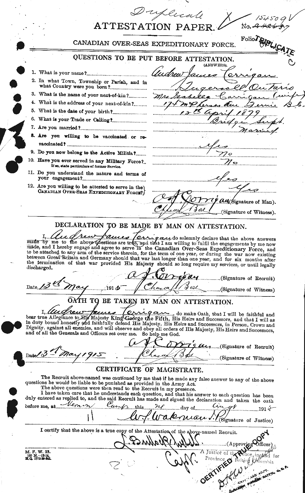 Personnel Records of the First World War - CEF 054843a