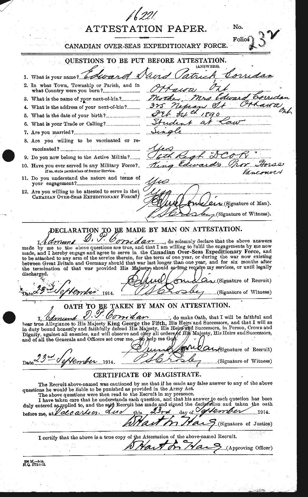 Personnel Records of the First World War - CEF 054985a