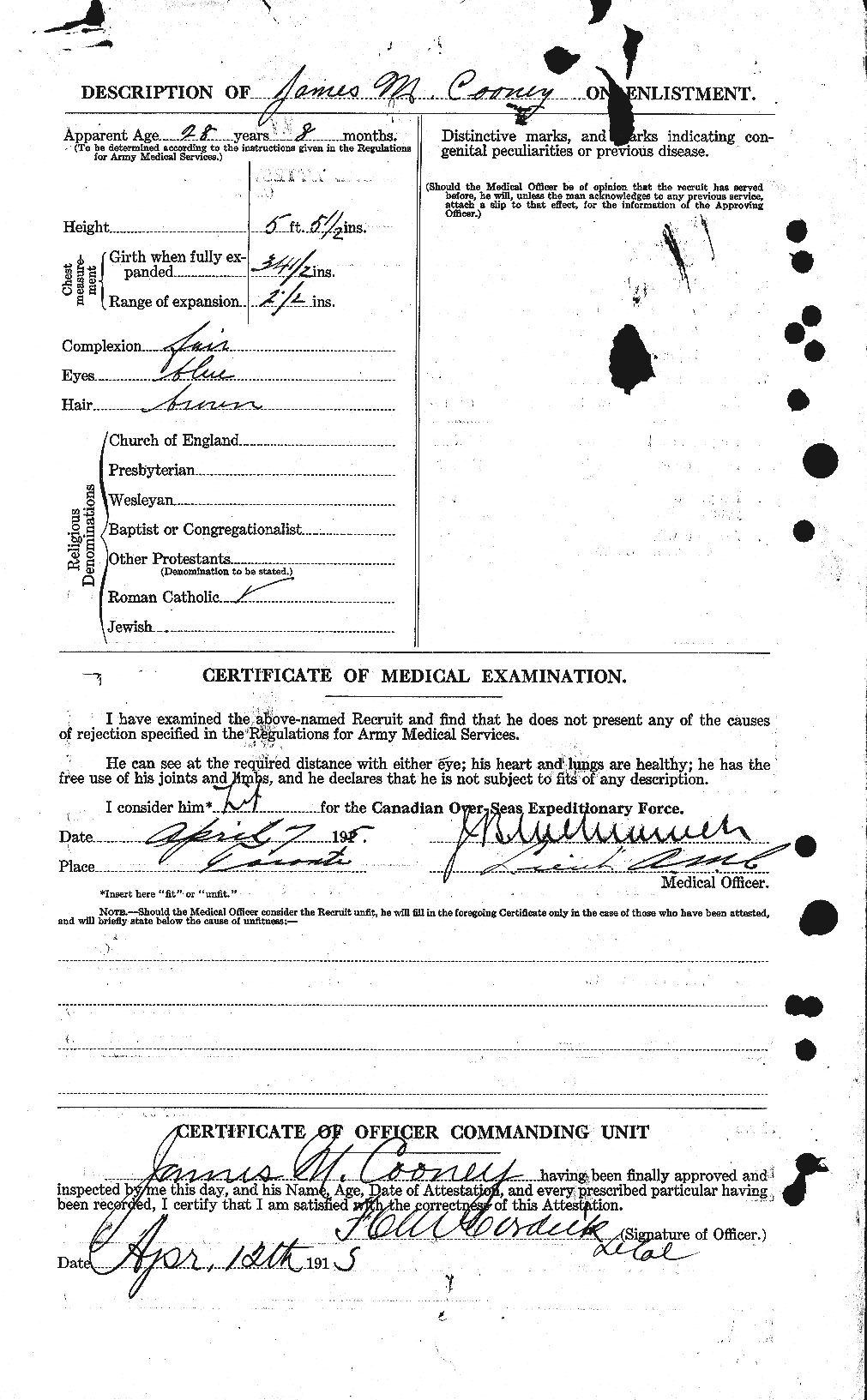 Dossiers du Personnel de la Première Guerre mondiale - CEC 055210b