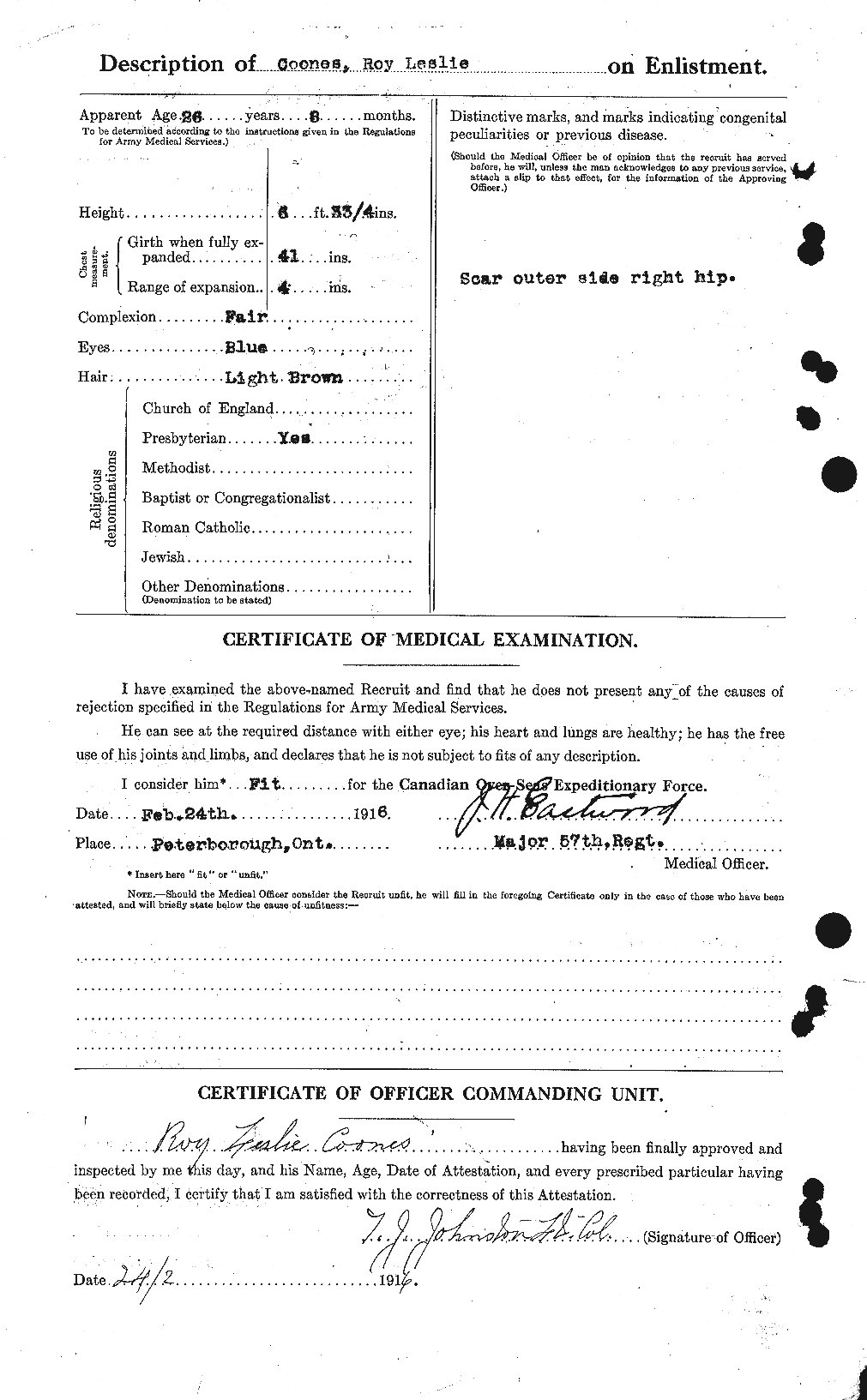 Dossiers du Personnel de la Première Guerre mondiale - CEC 055237b