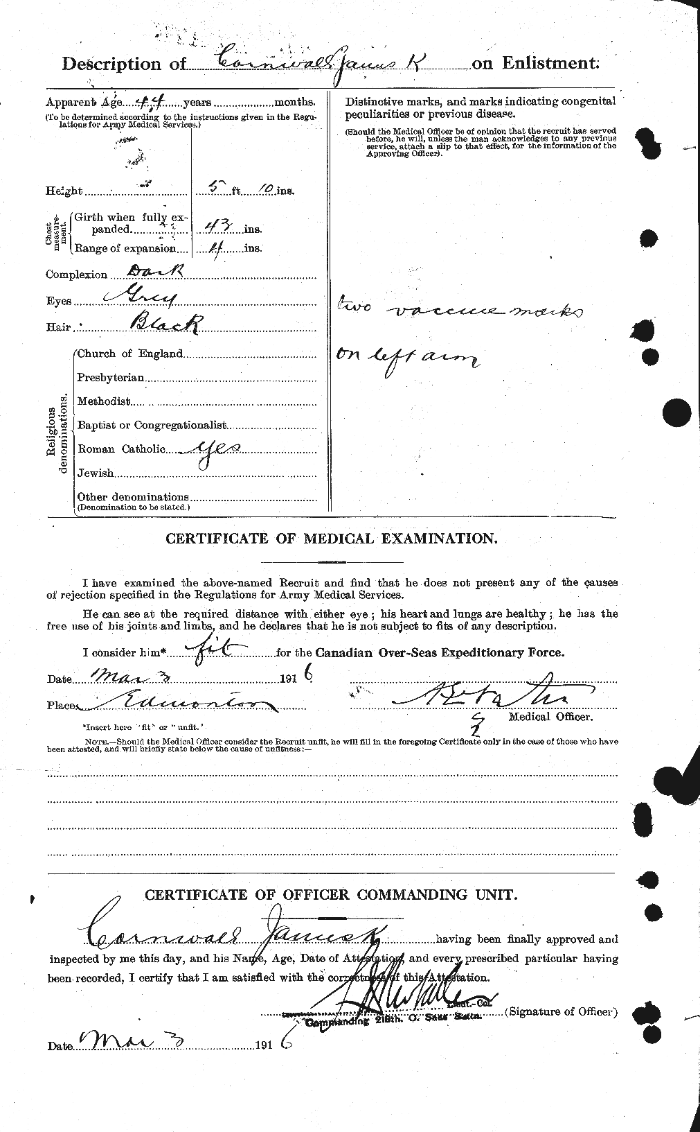 Dossiers du Personnel de la Première Guerre mondiale - CEC 055391b