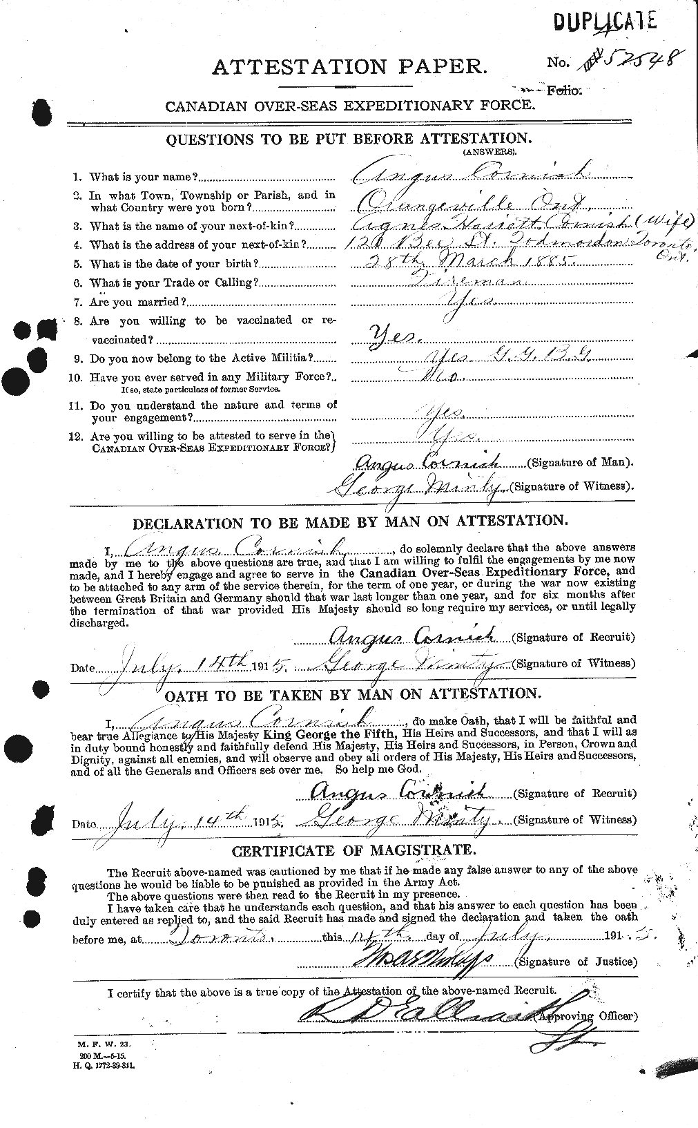 Personnel Records of the First World War - CEF 055810a
