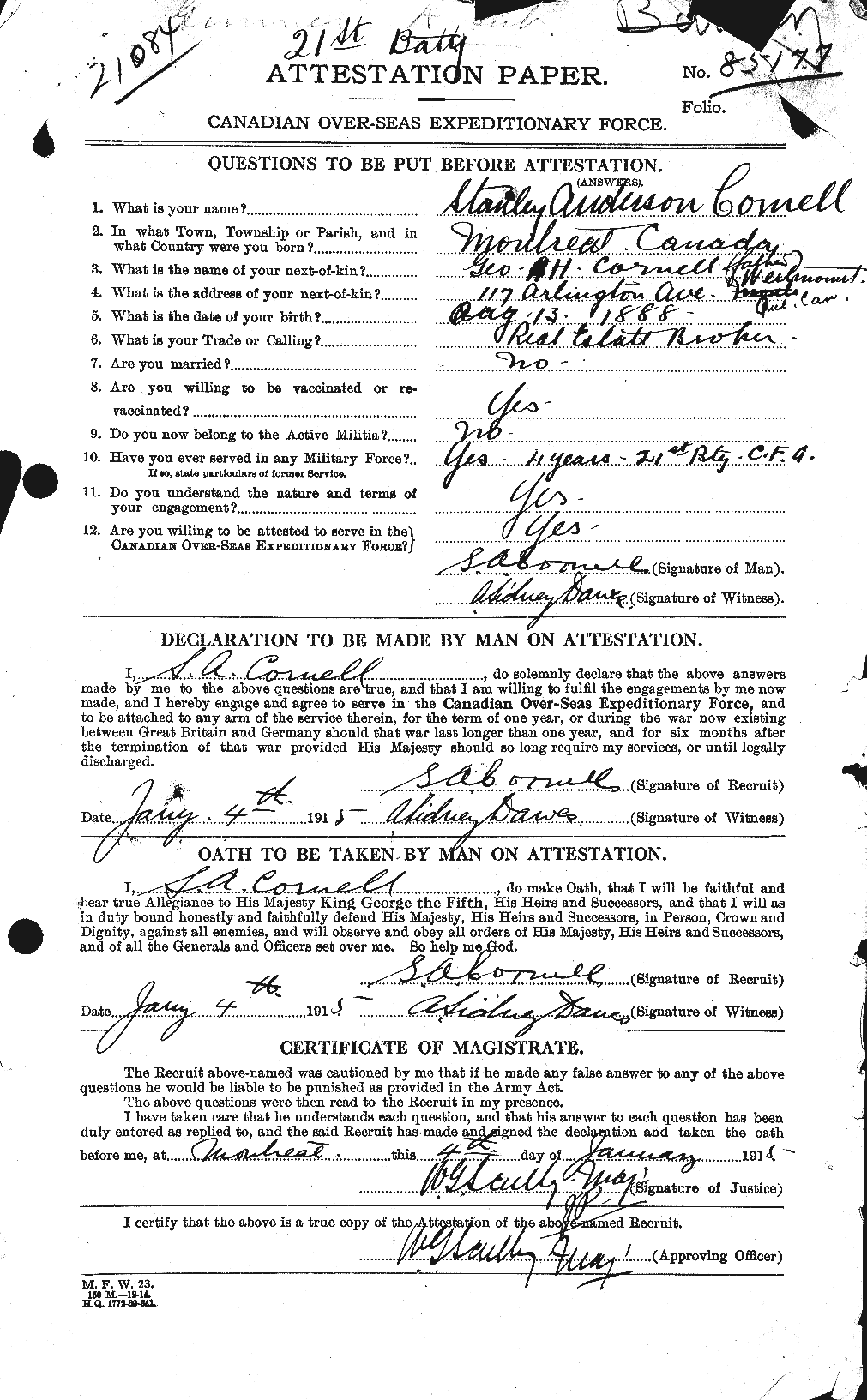 Personnel Records of the First World War - CEF 056318a