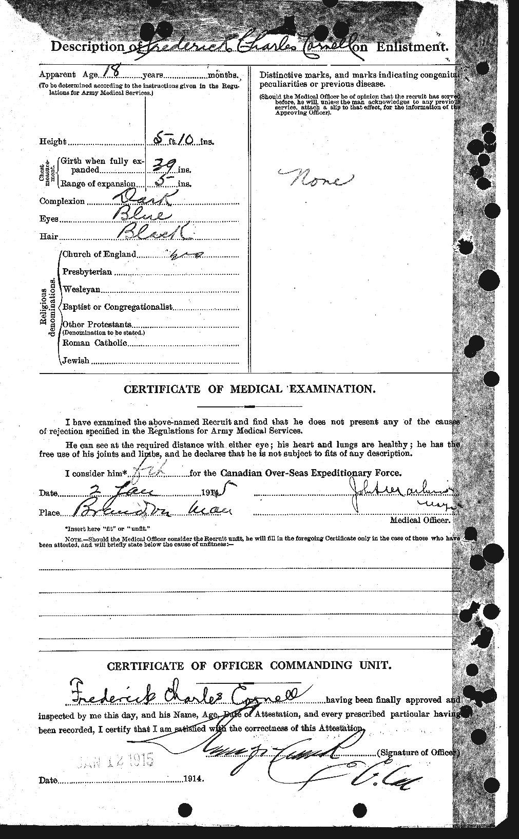 Dossiers du Personnel de la Première Guerre mondiale - CEC 056621b