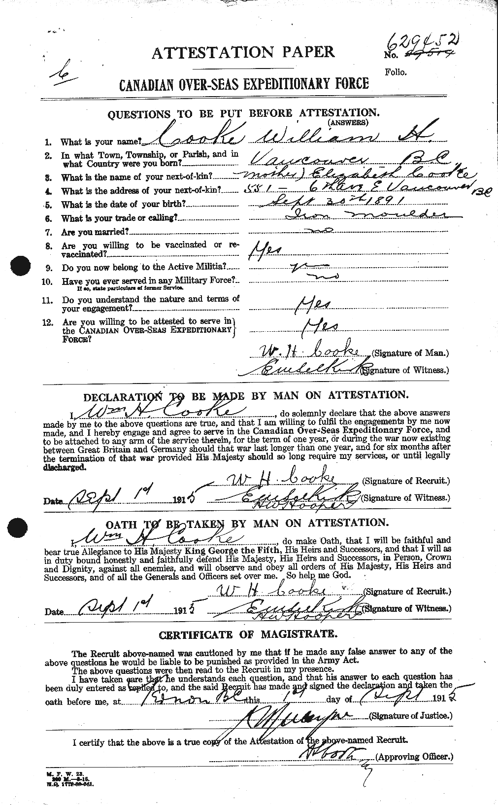 Personnel Records of the First World War - CEF 056803a
