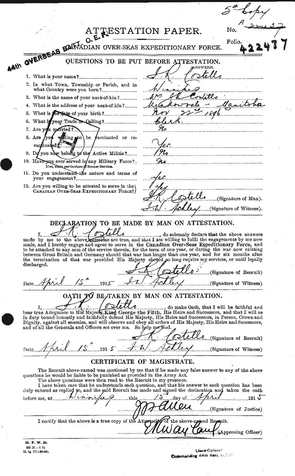 Personnel Records of the First World War - CEF 057067a