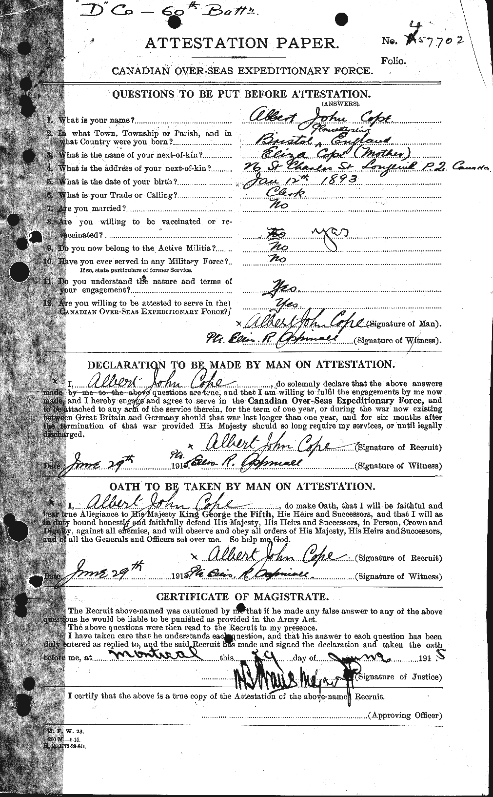 Personnel Records of the First World War - CEF 057471a