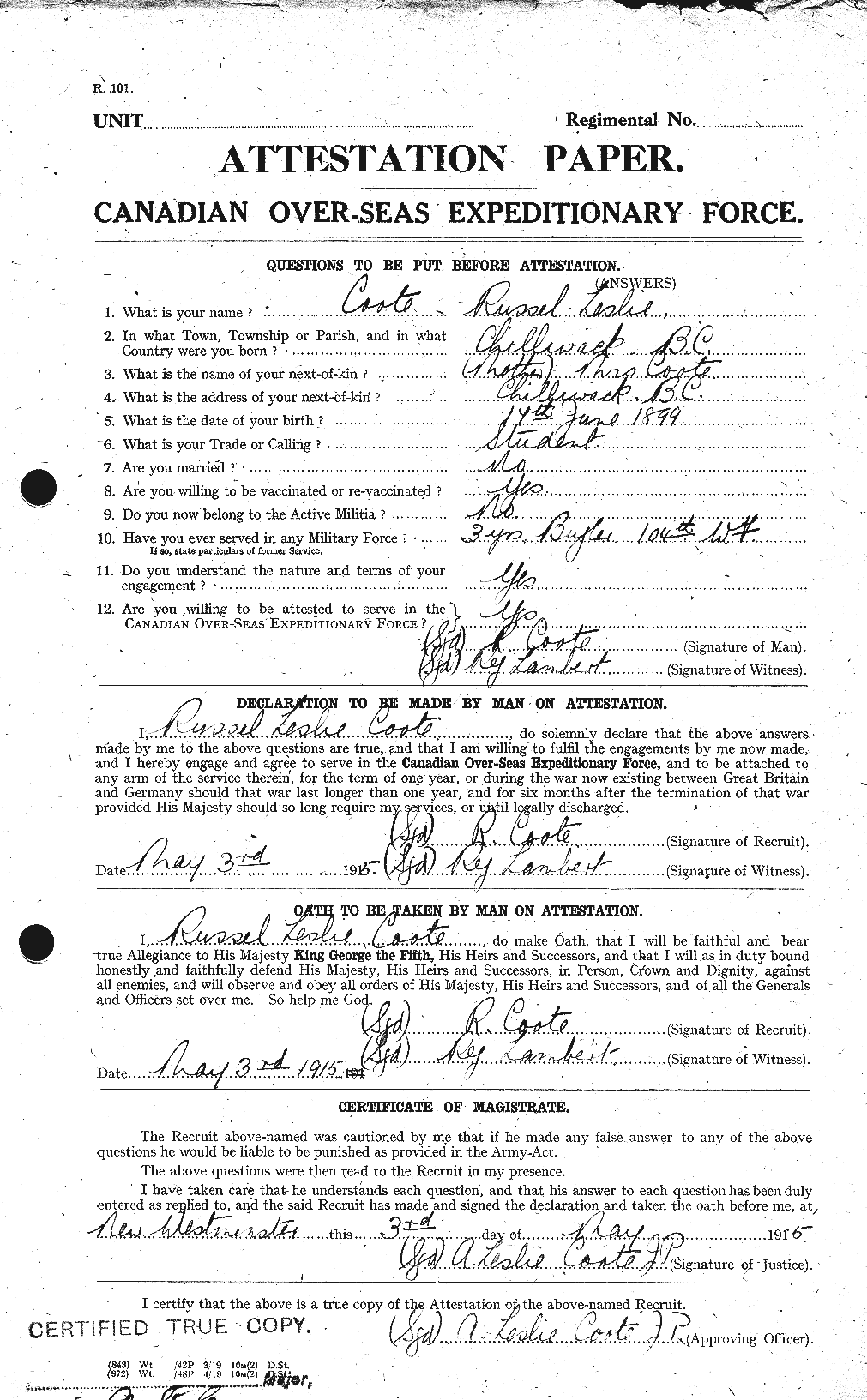 Personnel Records of the First World War - CEF 057497a