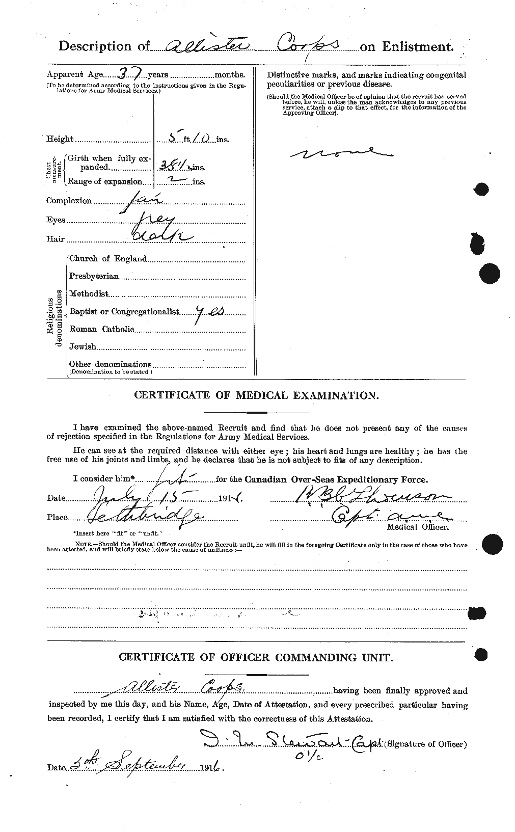 Dossiers du Personnel de la Première Guerre mondiale - CEC 057684b