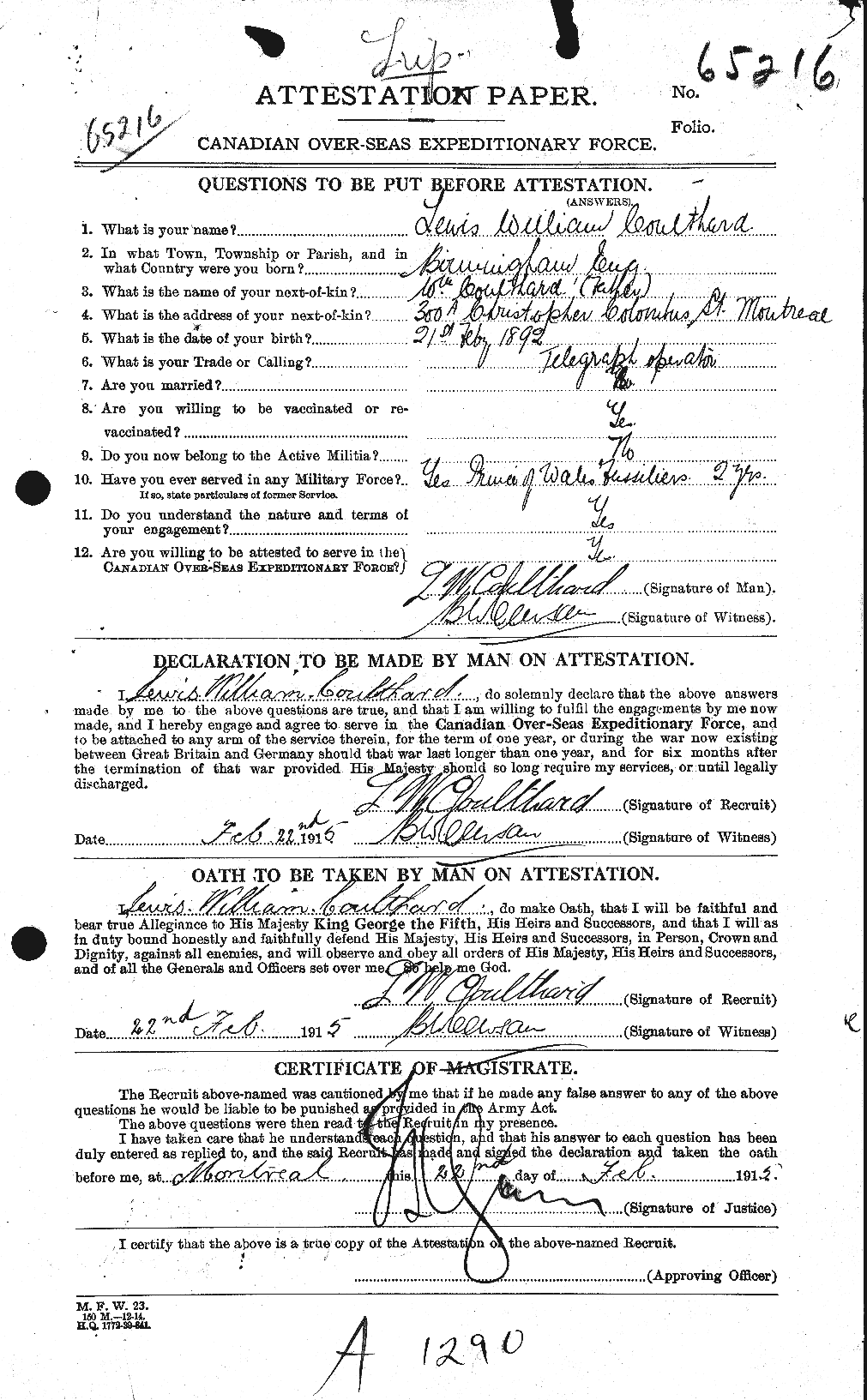 Personnel Records of the First World War - CEF 057881a